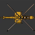 Yellow Scale Helicopter Model with Detailed Rotors and Display Stand Design