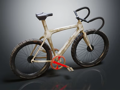 Modern Cream Colored Bicycle With Black Handlebars Seat And Red Pedals 3d model