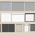 Various Window Blinds With Different Styles Colors And Designs For Home Interior 3d model
