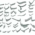 Chinese-style ridge eaves line eaves cornices component door head 3d model