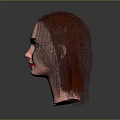 Realistic 3D Female Character Head With Red Hair Freckles And Red Lips