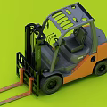 Orange Gray Industrial Forklift With Operator Cab And Front Steel Forks