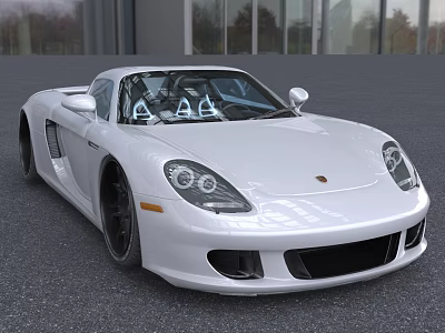 White Sports Car With Sleek Design On Road 3d model