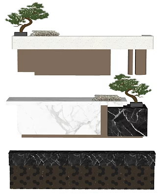 Modern Reception Desk Front Desk Combination 3d model