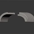 Gray Curved Architectural Components With Striped Surface For Building Design