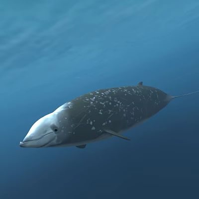 Gray Aquatic Animal with White Spots Swimming in Blue Ocean Water Streamlined Body 3d model
