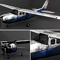 Old Worn Blue And White Propeller Airplane Exterior Design Details