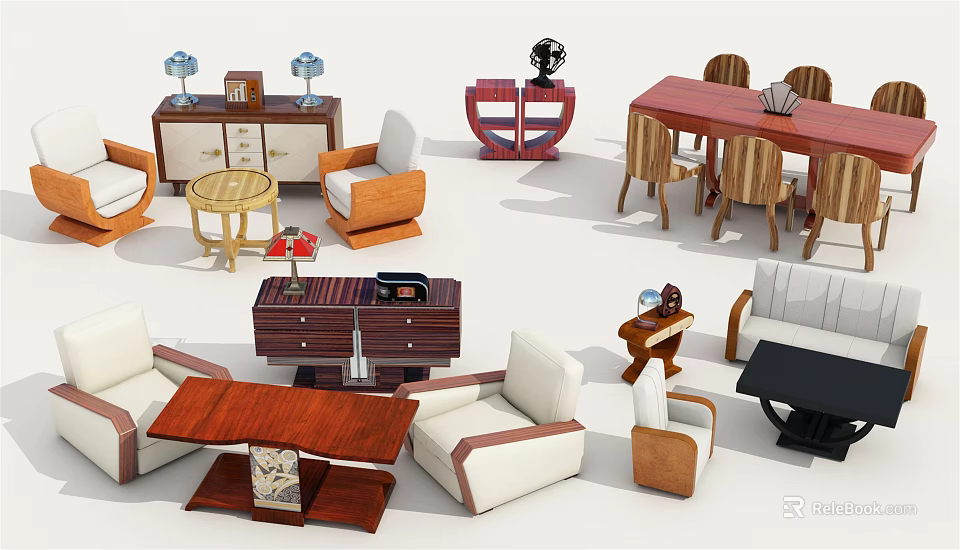 Stylish Modern Sofa And Coffee Table Set With Upholstered Seats And Wooden Top 3d model 