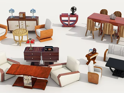 Stylish Modern Sofa And Coffee Table Set With Upholstered Seats And Wooden Top 3d model