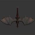 Powerful Mythical Dragon Game Movie Character With Red Black Fiery Wings And Lava Textures