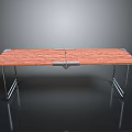 Modern Extendable Dining Table With Wood Grain Tabletop And Silver Metal Legs 3d model