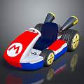 Mario Themed Go Kart With Red White Blue Body And Yellow Wheels