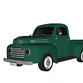 Green Classic Vintage Truck With Retro Design And Shiny Exterior