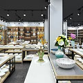 Modern Tableware Store Display With Shelves Plates Bowls And Decorative Vases