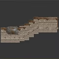 Ancient Cave Interior With Colorful Murals Stone Pillars And Stone Steps