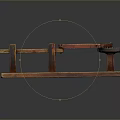 Wooden Industrial Equipment With Lever Mechanism And Gear Component On Base Structure