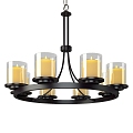 European-style chandelier American-style retro living room dining room bedroom wrought iron creative industrial candle holder round glass marble 3d model