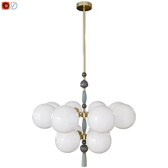 European-style metal glass multi-head bulb chandelier 3d model