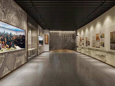 Cultural Center Spacious Exhibition Hall With Art Displays And Historical Paintings 3d model