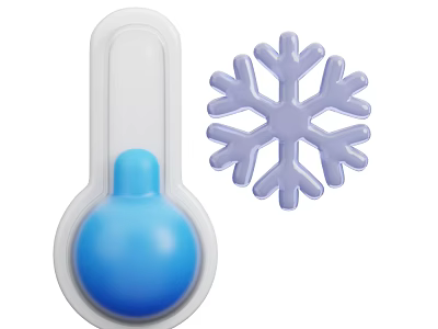 Household Temperature Control Tools With Blue Thermometer Shape And Purple Snowflake 3d model