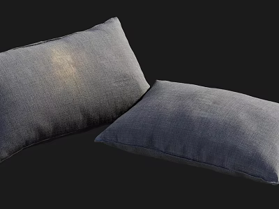 Two Soft Gray Textured Fabric Throw Pillows On Dark Background 3d model