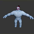 Blue Muscular Fantasy Creature Character With Small Top Hat And White Face Features
