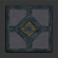 Futuristic Tech Cube Design With Blue Glowing Lines Gold Accents And Mesh Surface