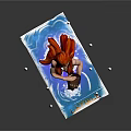Red Haired Female Holding Water Jug Pouring Water In Blue Pool With Floating Diamond Shapes
