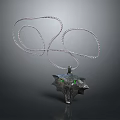 Silver Wolf Head Pendant Necklace With Green Eyes Fashion Accessory Design