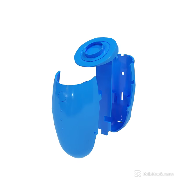Blue Plastic Accessory Part With Circular Top And Side Slots Design 3d model 