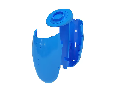 Blue Plastic Accessory Part With Circular Top And Side Slots Design 3d model