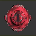 Red Fire Hydrant Stand With Metal Chains And Base Details