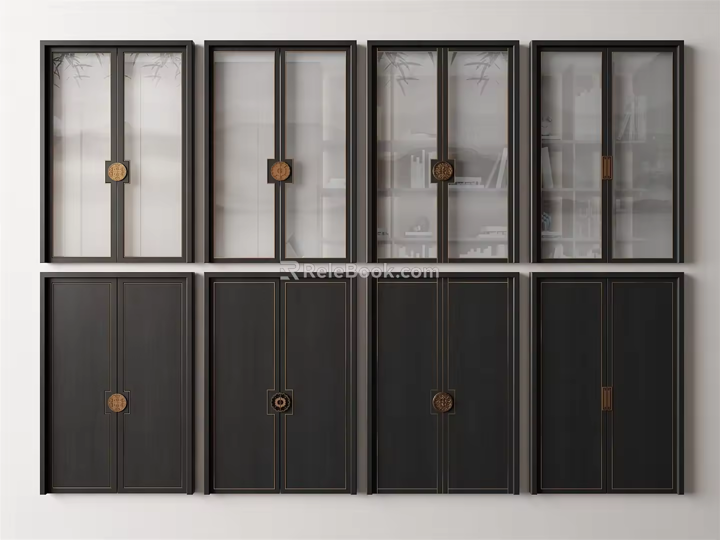New Chinese Double Door 3d model