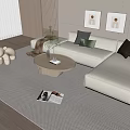 Modern Sofa Coffee Table Combination Pillow Multi-person Sofa Green Planting Children's Sofa 3d model