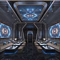 Futuristic KTV Interior With High Tech Lights And Sofas