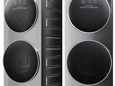 Sleek Modern Washing Machine With Front Load Design Digital Control Panel And Silver Finish 3d model