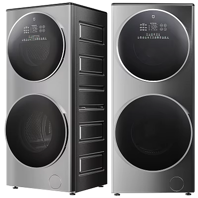 Sleek Modern Washing Machine With Front Load Design Digital Control Panel And Silver Finish 3d model