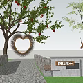 Modern swing heart-shaped swing scenic landscape sketch net red swing 3d model
