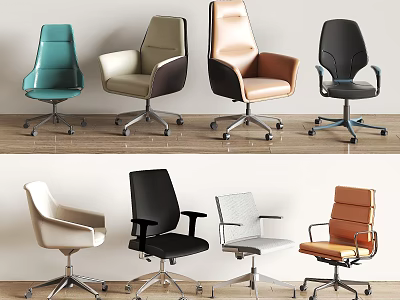 Modern Office Chair Collection Showcasing Multiple Colors And Swivel Design Features 3d model