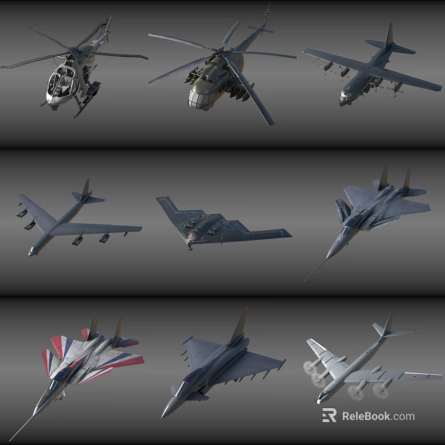 Modern Fighter Jets And Military Aircraft Showcasing Diverse Design Features 3d model 