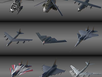 Modern Fighter Jets And Military Aircraft Showcasing Diverse Design Features 3d model