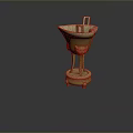 Traditional Carved Sculpture With Three Legs Handle Round Base And Decorative Patterns