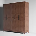 Dark Brown Wooden Wardrobe With Four Doors And Metal Handles Simple Design