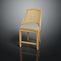 Modern Leisure Chair With Wooden Frame Woven Backrest And Light Gray Padded Seat