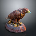 Detailed Eagle Sculpture Standing On Textured Rock Base With Realistic Features 3d model