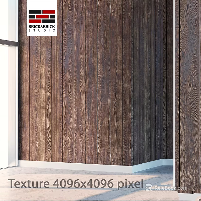 Stylish Dark Brown Wooden Wall Panels With Natural Wood Grain For Interior Decoration 3d model 