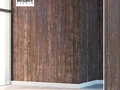 Stylish Dark Brown Wooden Wall Panels With Natural Wood Grain For Interior Decoration 3d model