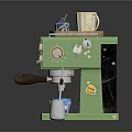 Commercial Green Espresso Machine With Coffee Dispensing Control Panel Knobs And Teapot Mug 3d model