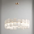 Modern White Ring Chandelier With Vertical Stripes For Interior Lighting 3d model