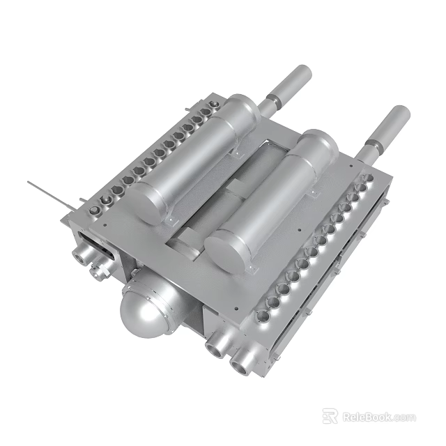Industrial Metal Equipment With Cylinders And Pipes 3d model 